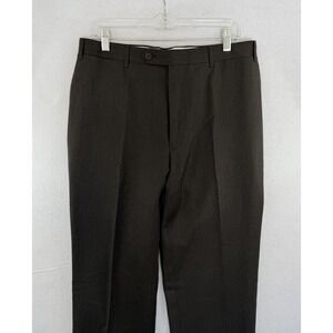 Canali Italy Tessuto Dress Pants Mens Brown 100% Wool, 36x33, Houndstooth EU 52